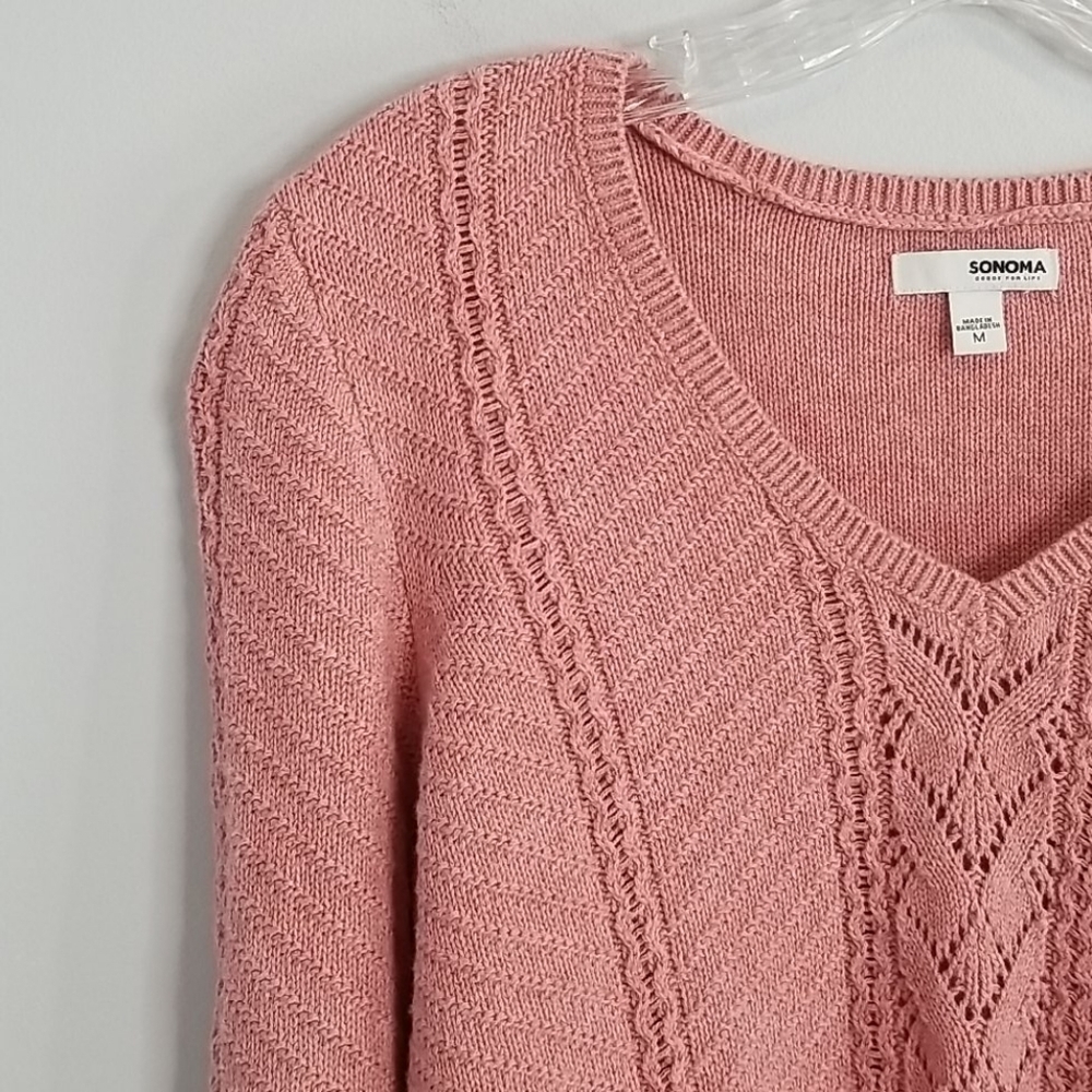 Sonoma Mauve Pink V-Neck Sweater Medium - Picture 3 of 9